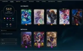 Conta lol full champs plat 3 + 362 skins
