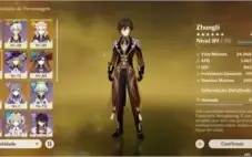 Conta genshin impact ar 50 com zhongli,albedo,mona e keqing