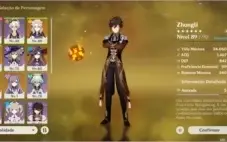 Conta genshin impact ar 50 com zhongli,albedo,mona e keqing