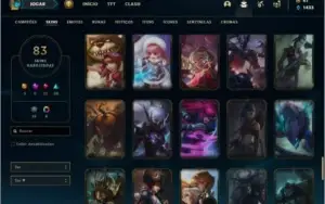 Conta bronze 1 com 69 champs e 83 skins ( 3 ultimates )
