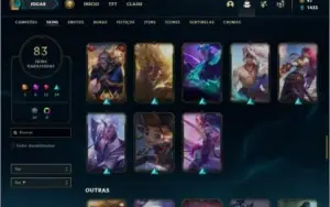 Conta bronze 1 com 69 champs e 83 skins ( 3 ultimates )