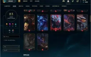Conta bronze 1 com 69 champs e 83 skins ( 3 ultimates )