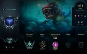 Conta League Of Legends - SEASON 3, PLATINA IV, 101 Skins