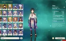 Conta genshin impact AR 52 Xiao, Zhong li, Eula , Mona, jean
