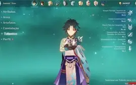 Conta genshin impact AR 52 Xiao, Zhong li, Eula , Mona, jean