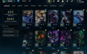 Conta bronze 1 com TODOS os champs e 386 Skins ( Nivel 852 )