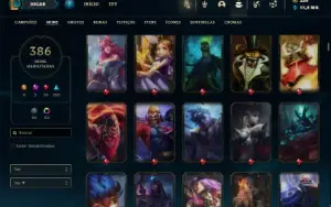 Conta bronze 1 com TODOS os champs e 386 Skins ( Nivel 852 )