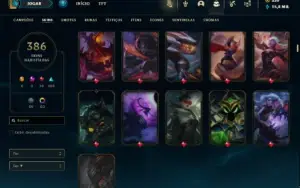 Conta bronze 1 com TODOS os champs e 386 Skins ( Nivel 852 )