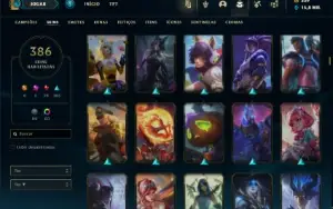 Conta bronze 1 com TODOS os champs e 386 Skins ( Nivel 852 )
