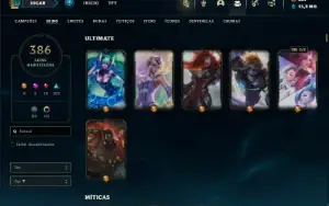 Conta bronze 1 com TODOS os champs e 386 Skins ( Nivel 852 )