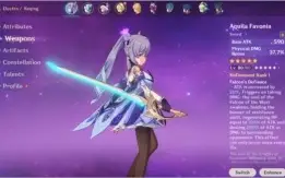 Conta Genshin Impact AR 44 com Eula, Keqing e QIQI