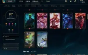 Conta de LoL plat2 ex diamond1, 97 skins main sup