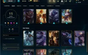 Unranked com 50 Champs e 15 Skins