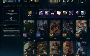 Unranked com 50 Champs e 15 Skins