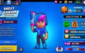 Conta de Brawl Stars com Shelly estelar e skin raras