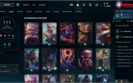 League of legends conta Platina 4 com passe 111Skins