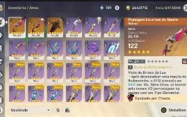genshin, AR-45, chasca, lyney + 3 armas 5⭐+ planador xbox
