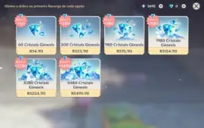 Conta Genshin End Game AR58 com 12 personagens 5*