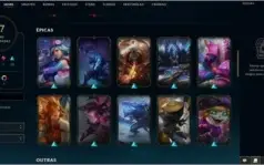 Nível 128, 105 Campeões, 57 Skins, 8 Lendárias, 10 Épicas
