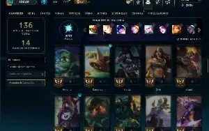 Unranked com 65 Champs e 28 Skins +7 Vitoriosas