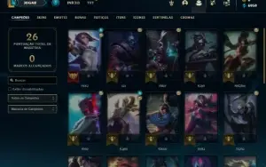 Conta mestre com 27 Champs e 3 Skins + 10 Fragmentos