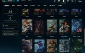 Conta mestre com 27 Champs e 3 Skins + 10 Fragmentos