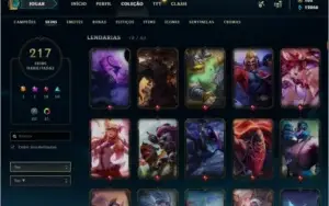 Conta LoL diamond 4, 217 skins, diamond+ em 5 seassons
