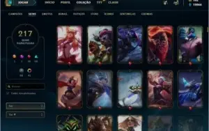 Conta LoL diamond 4, 217 skins, diamond+ em 5 seassons