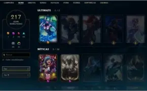 Conta LoL diamond 4, 217 skins, diamond+ em 5 seassons