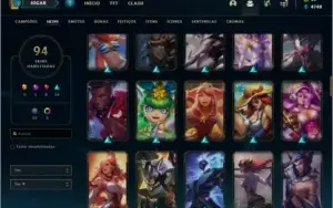 Conta ouro 3 com 94 skins e 118 Champs