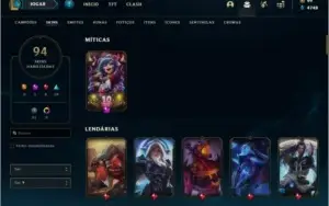 Conta ouro 3 com 94 skins e 118 Champs