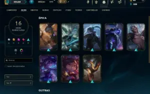 Platina 3 com 50 Champs e 16 Skins