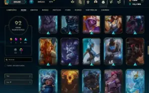 Unranked com 100 Champs e 92 Skins + 1800 RP
