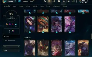 Unranked com 100 Champs e 92 Skins + 1800 RP