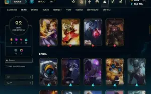 Unranked com 100 Champs e 92 Skins + 1800 RP