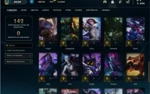 Conta Unranked com 43 Champs e 16 Skins + 2 Fragmentos