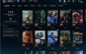 Conta Unranked com 43 Champs e 16 Skins + 2 Fragmentos