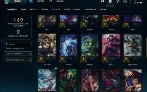 Conta Unranked com 43 Champs e 16 Skins + 2 Fragmentos