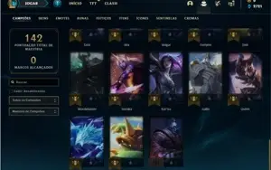 Conta Unranked com 43 Champs e 16 Skins + 2 Fragmentos
