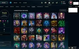 Conta LoL 1200+ skins Plat1