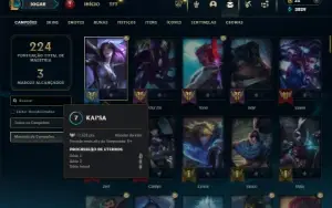Diamante 1 com 110 Champs e 91 Skins + 12 Cromas