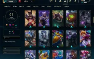 Diamante 1 com 110 Champs e 91 Skins + 12 Cromas