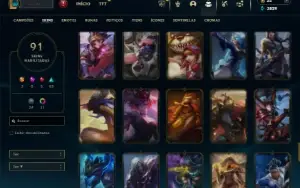 Diamante 1 com 110 Champs e 91 Skins + 12 Cromas