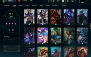 Diamante 1 com 110 Champs e 91 Skins + 12 Cromas