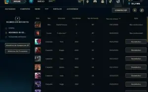 Mestre com 26 Champs e 1 Skin + 8 Fragmentos