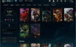 Conta prata 2 com 100 skins e 137 champs