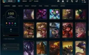 Conta prata 2 com 100 skins e 137 champs