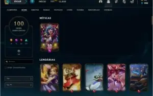 Conta prata 2 com 100 skins e 137 champs