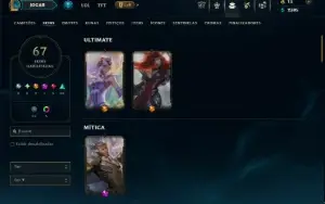 Unranked com 110 CHamps e 67 Skins +1 Prestigio do Sylas