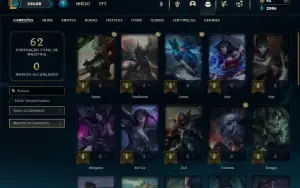 Platina 4 com 35 Champs e 14 Skins + 1 Fragmento